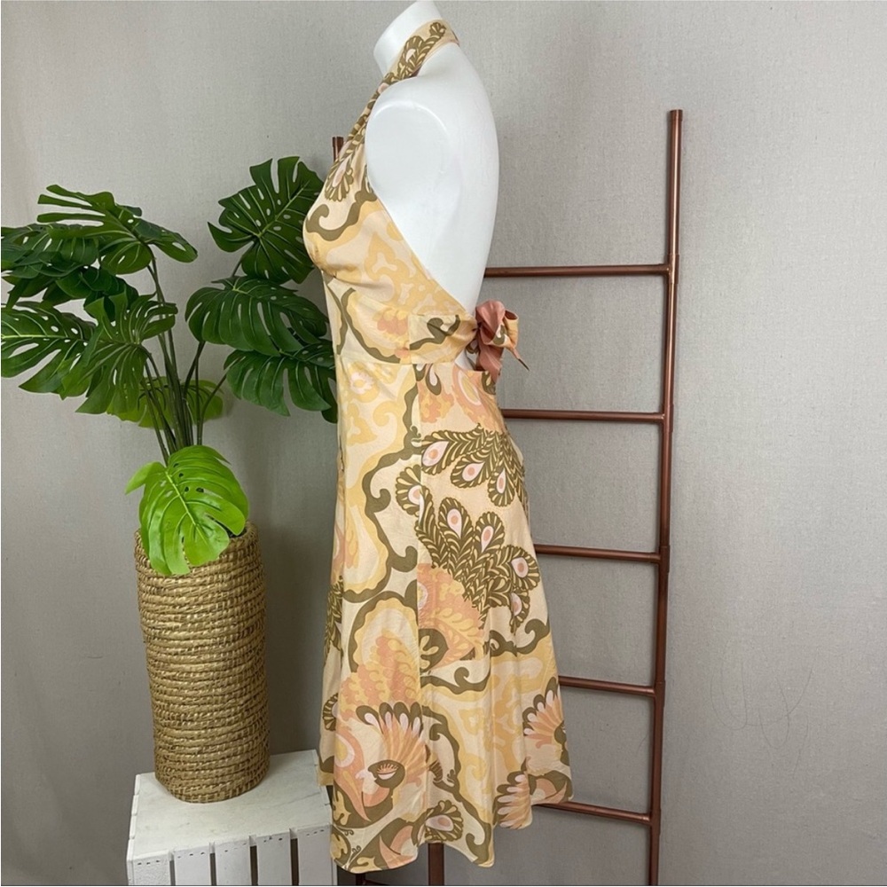 Rare Vintage Laundry by Shelli Segal Silk Paisley Halter Dress (Sz 6) - Picture 3 of 5
